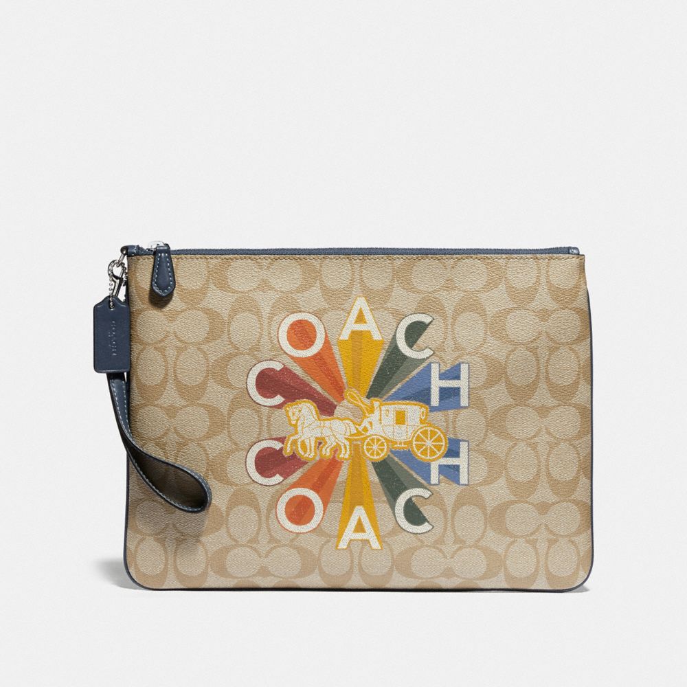 COACH® Outlet Large Wristlet 30 In Signature Canvas With Coach Radial