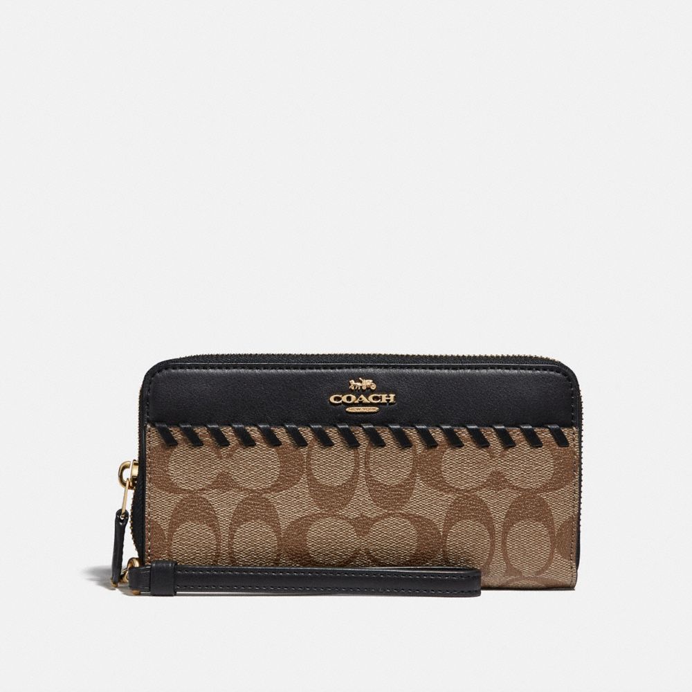 COACH® Outlet  Accordion Zip Wallet In Signature Canvas With Whipstitch