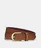 COACH®,CLASSIC BELT,Leather,Gold/Saddle Wine,Front View