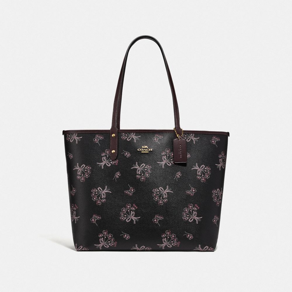 COACH® Outlet | Reversible City Tote With Ribbon Bouquet Print