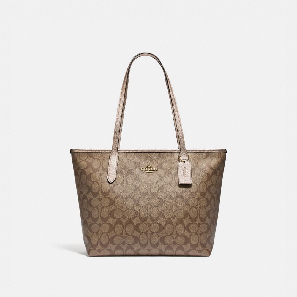 COACH® Outlet Zip Top Tote In Signature Canvas