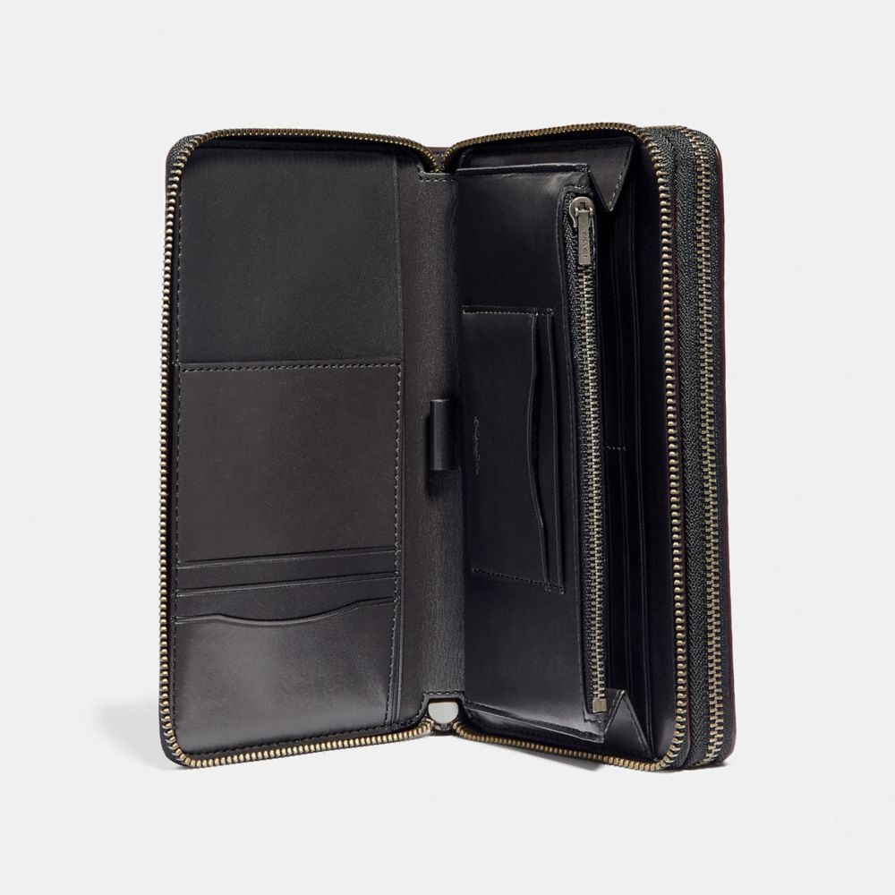 coach double zip travel wallet