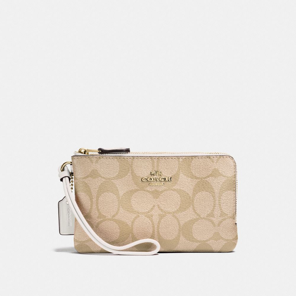 COACH® Outlet Double Corner Zip Wristlet In Signature Canvas