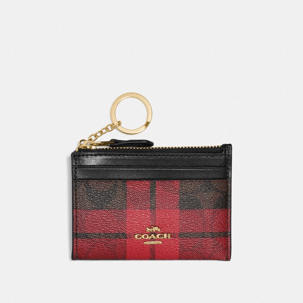 Coach® Outlet Mini Skinny Id Case In Signature Canvas With Field Plaid Print