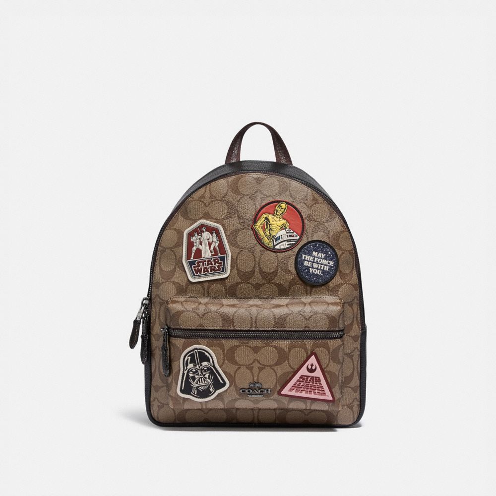 Coach Outlet Star Wars X Coach Medium Charlie Backpack In Signature Canvas With Patches