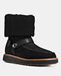 COACH®,MOTO SHEARLING BOOT,Suede,Black,Front View
