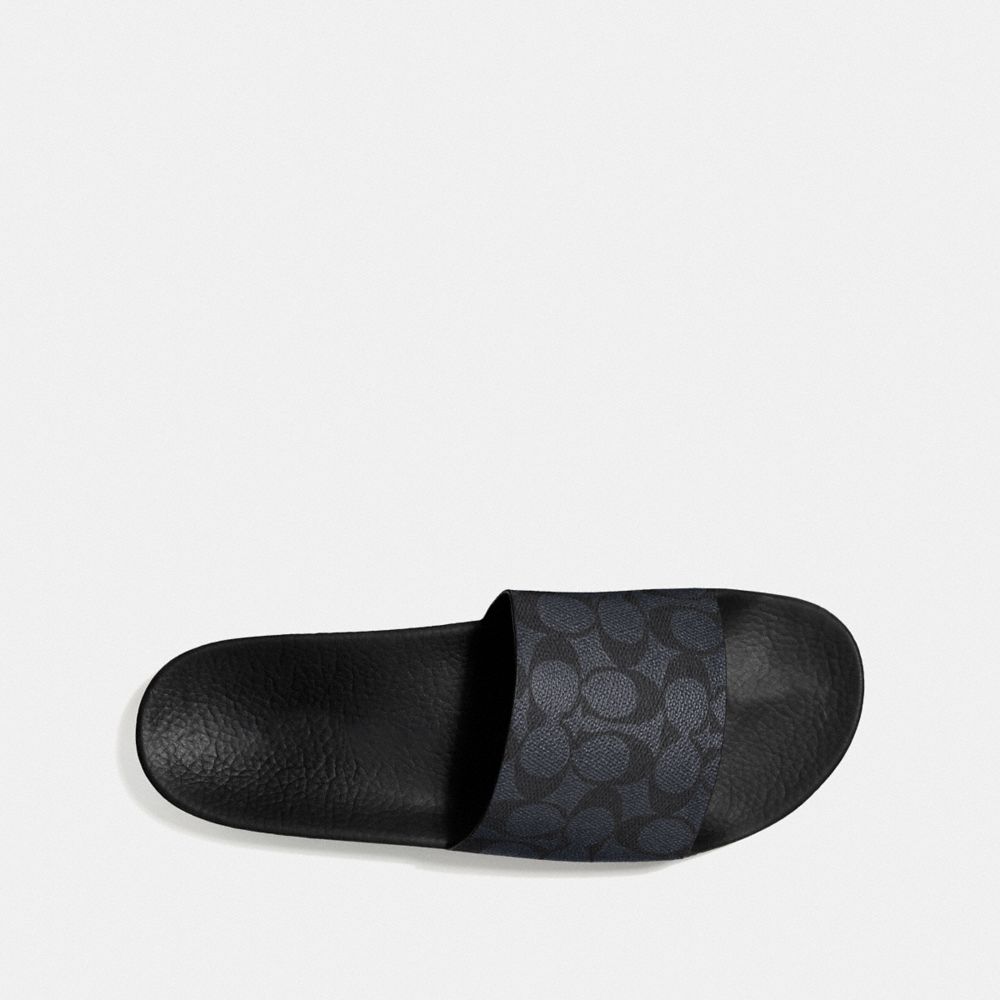 Coach Siganture Monogram Printed Slide Sandals In Charcoal Signature