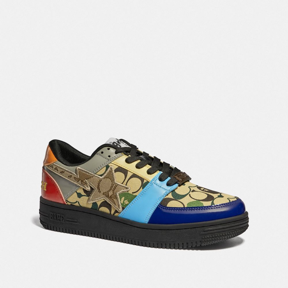 Bape X Coach Bapesta Sneaker With Sta Motif In Signature Canvas With Ape  Head