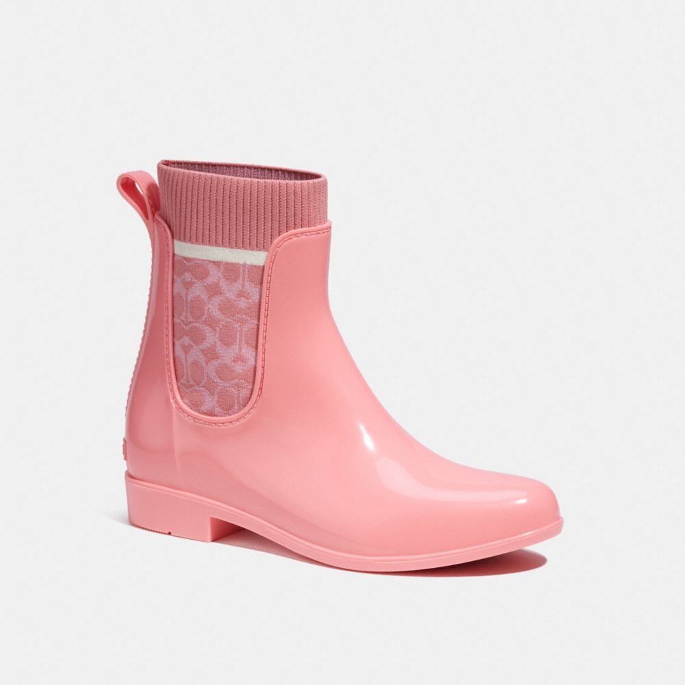 pink coach rain boots