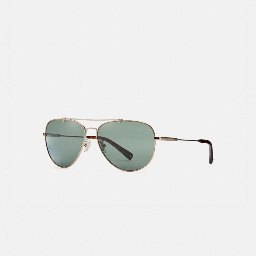 COACH®,Wire Frame Pilot Sunglasses,,Front View