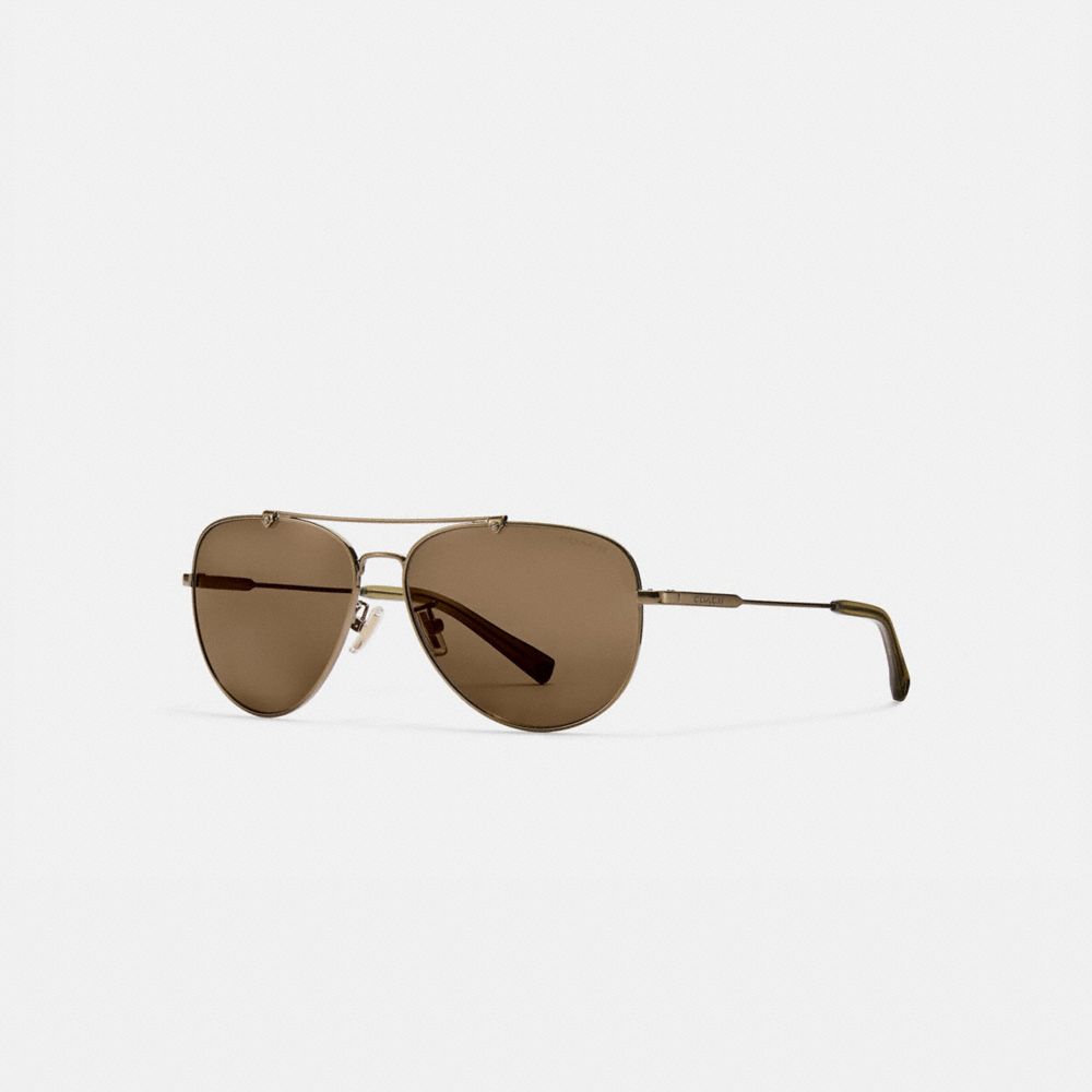 COACH®,Wire Frame Pilot Sunglasses,,Front View