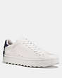COACH®,C101 LOW TOP SNEAKER,Leather,White/Midnight Navy,Front View